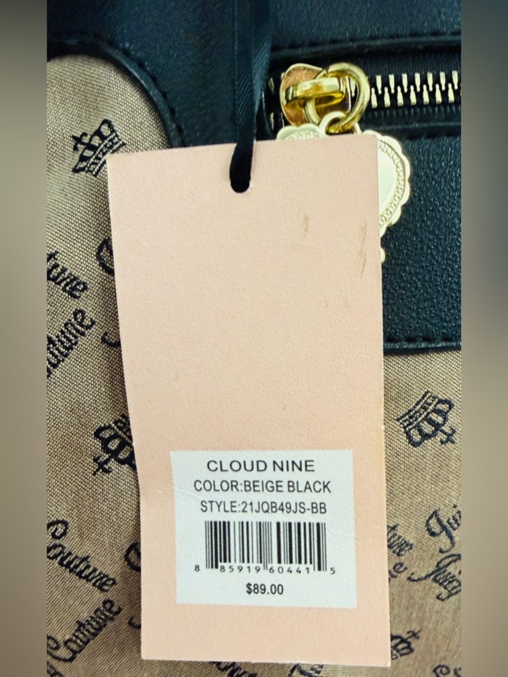 Juicy Couture Black and Tan Monogram Crossbody/Satchel/Tote with Key Charm NWT - Picture 2 of 15